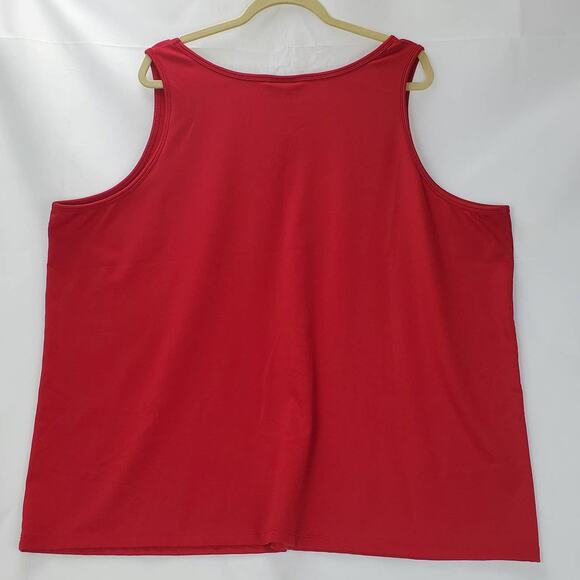 Maggie Barnes Stretch Red Top Plus Size 3X Stretch Holiday Party Layering Shirt - Picture 4 of 5